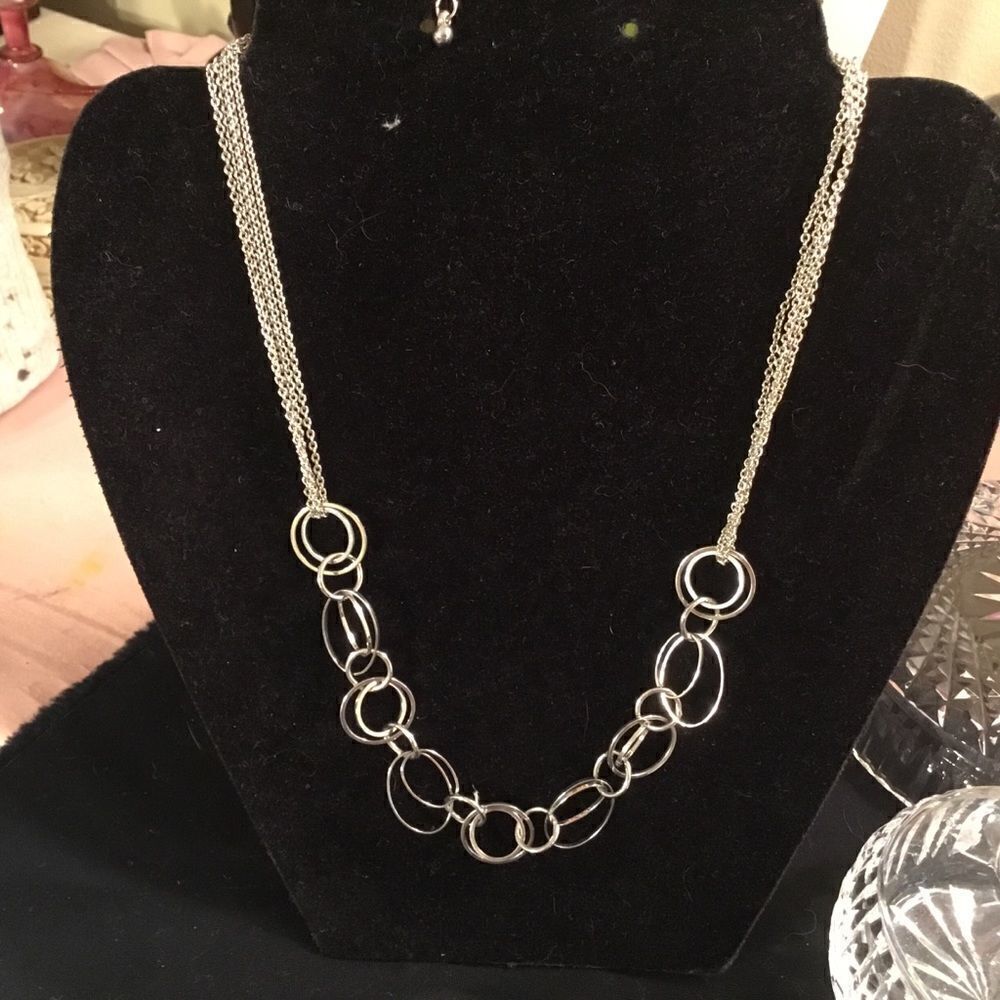 Lane Bryant Brand Silvertone Rings Necklace